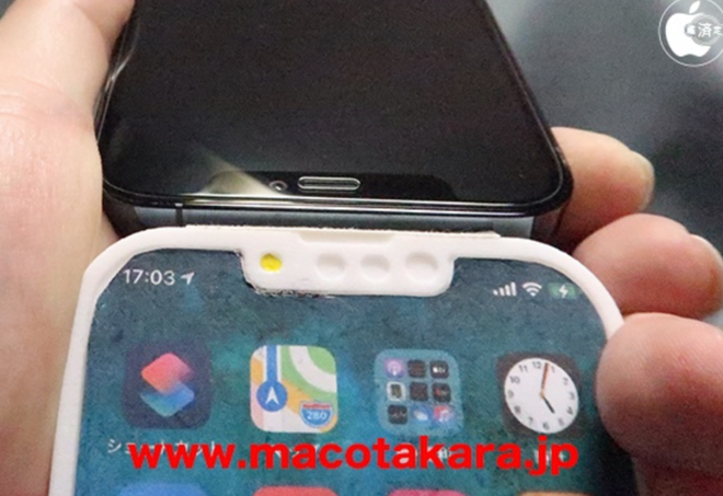 Mô hình iPhone 13 Pro lộ diện với rãnh tai thỏ nhỏ hơn, vị trí loa thoại và camera selfie thay đổi - Ảnh 1.